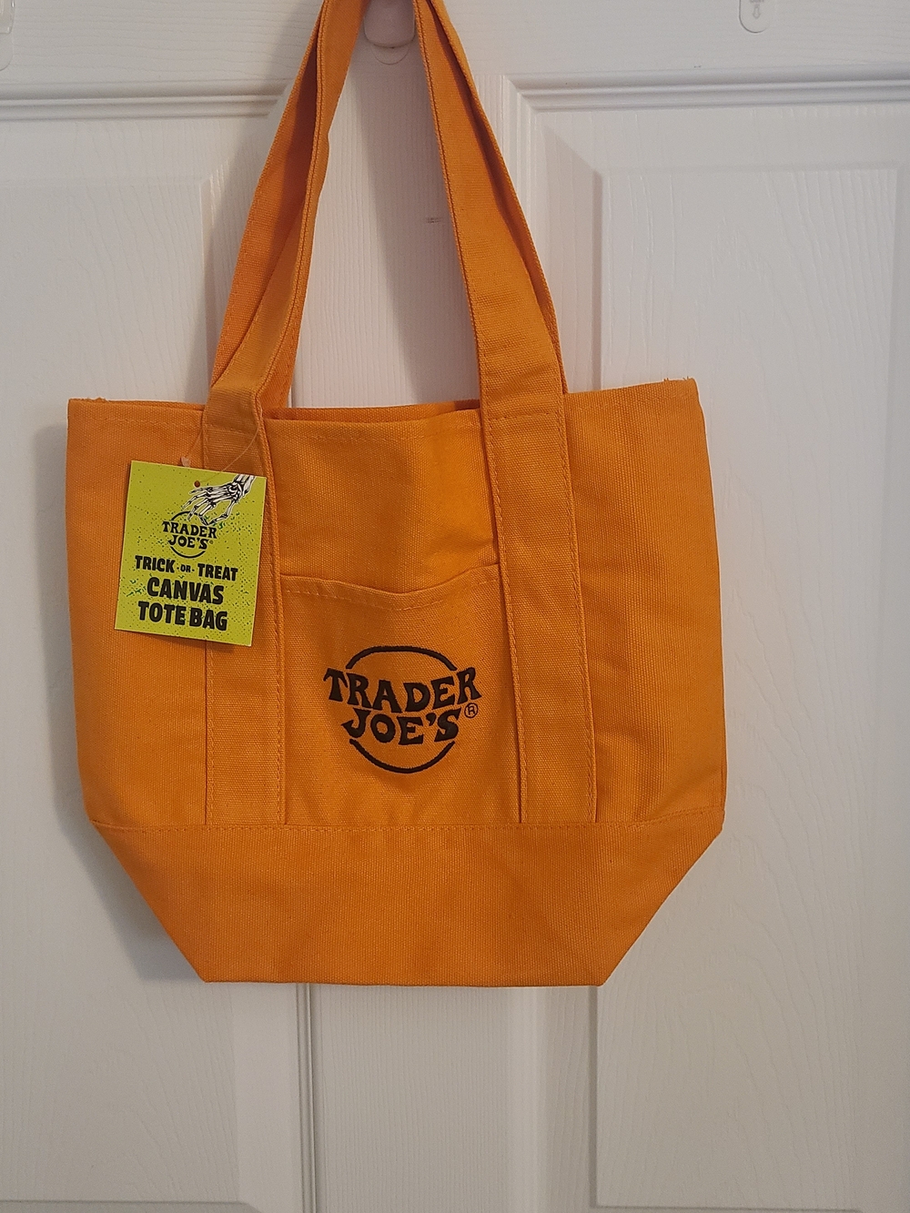 Trader Joe's Bright Orange Canvas Tote Bag